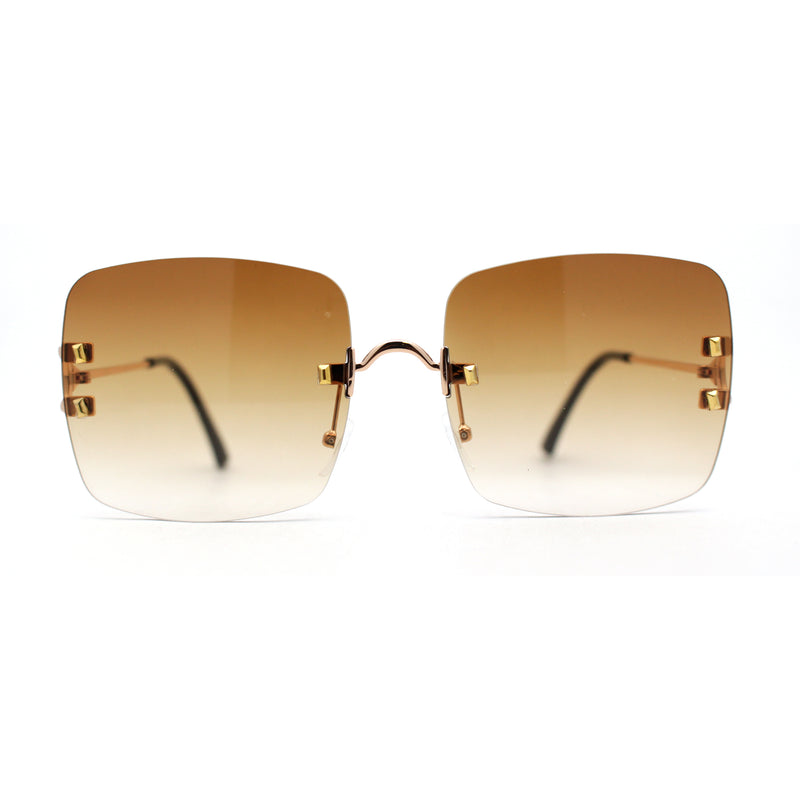 Classic 90s Rimless Large Rectangle Luxury Sunglasses