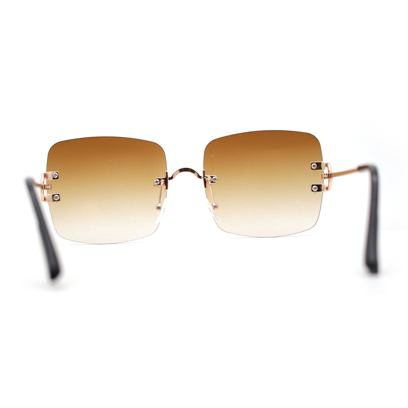 Classic 90s Rimless Large Rectangle Luxury Sunglasses