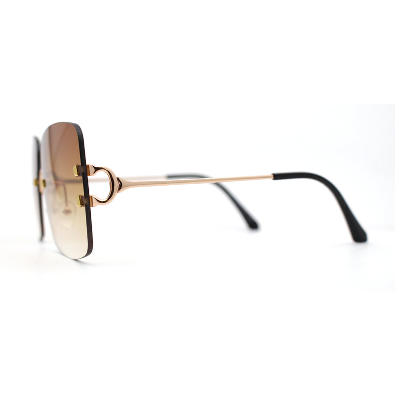 Classic 90s Rimless Large Rectangle Luxury Sunglasses