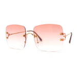 Classic 90s Rimless Large Rectangle Luxury Sunglasses