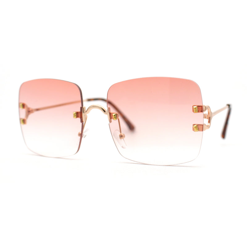 Classic 90s Rimless Large Rectangle Luxury Sunglasses