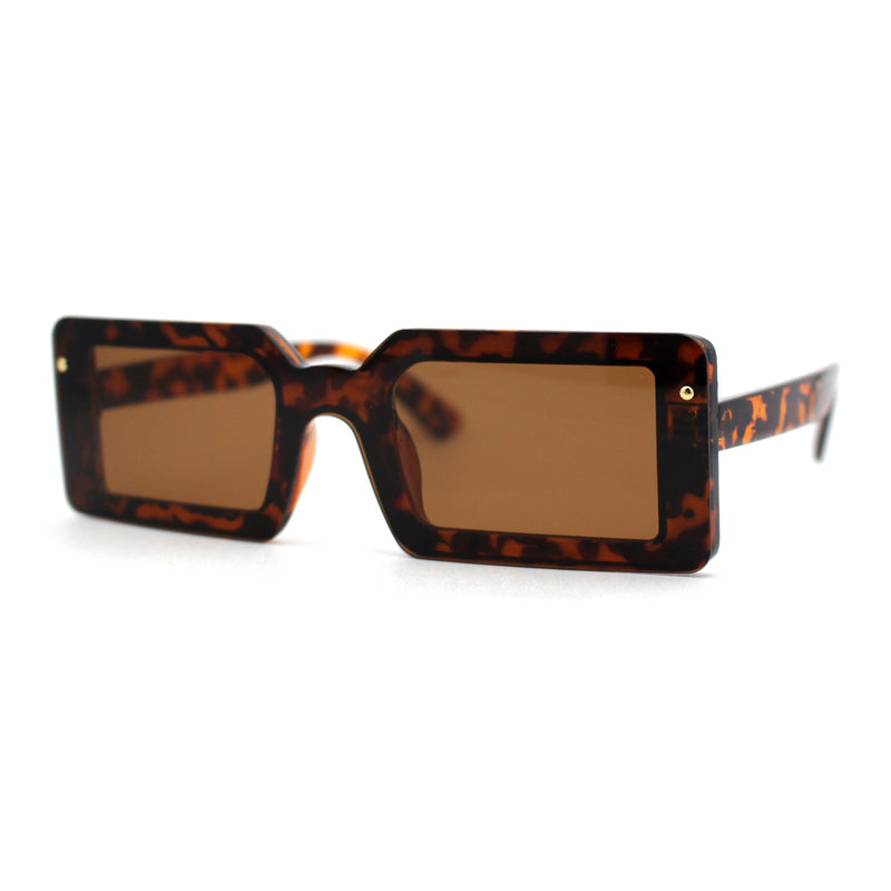 Womens Mod Mono Block Lens Narrow Rectangle Sunglasses