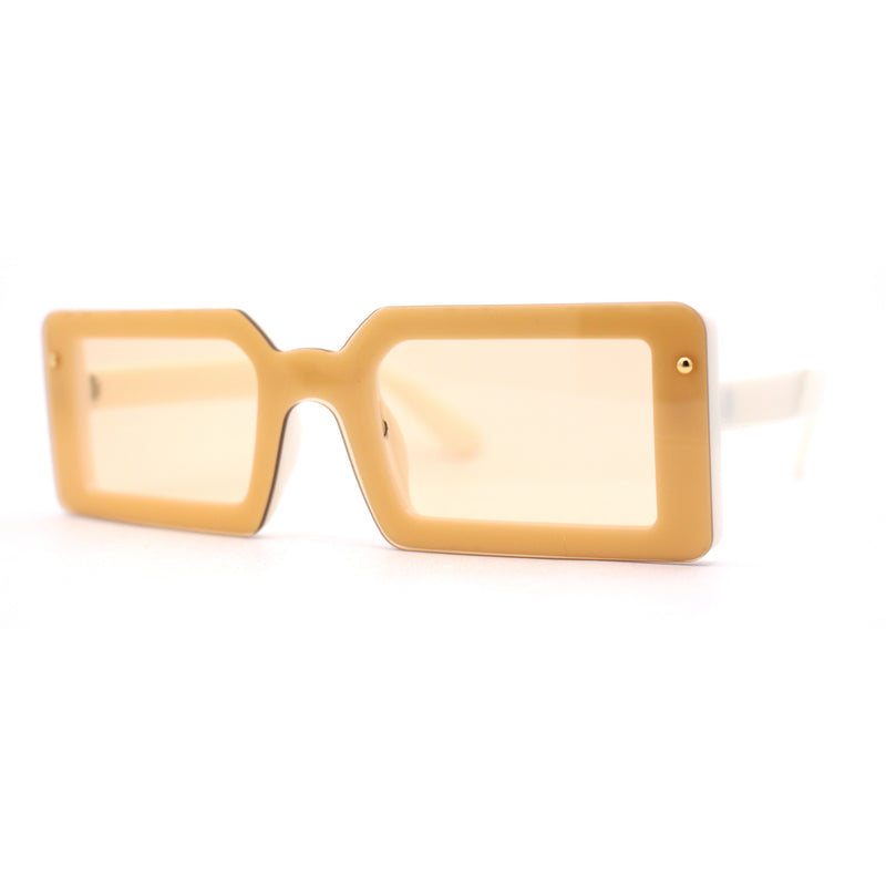 Womens Mod Mono Block Lens Narrow Rectangle Sunglasses