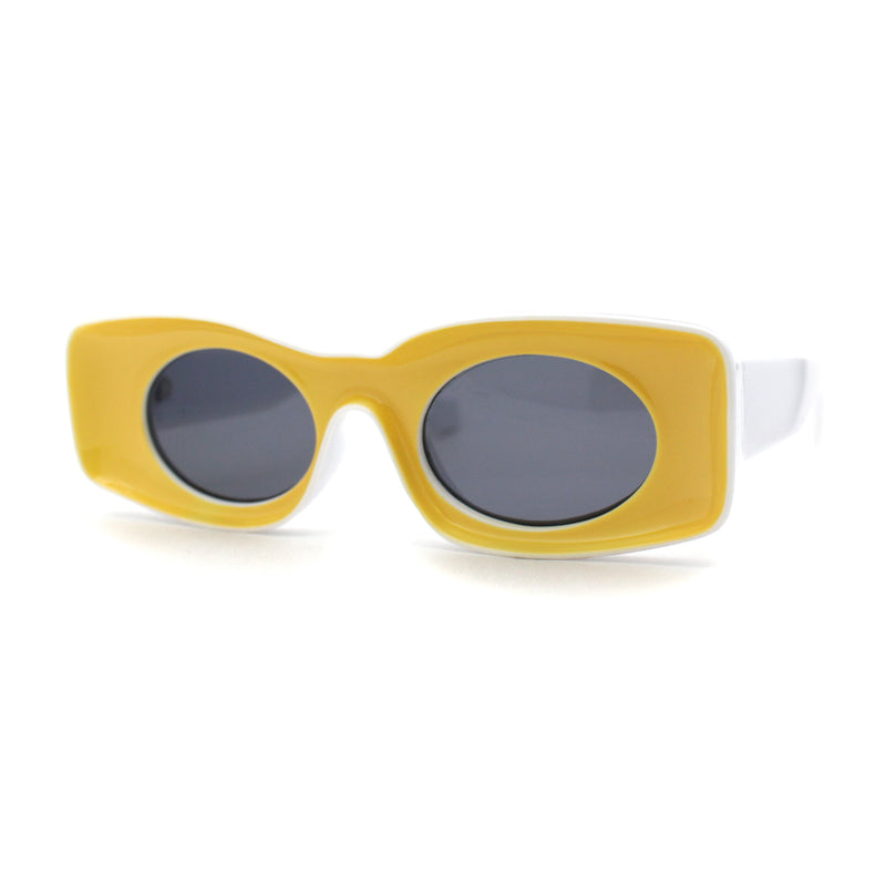 Womens Unique Concave Thick Mod Plastic Sunglasses Black Yellow