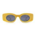 Womens Unique Concave Thick Mod Plastic Sunglasses Black Yellow