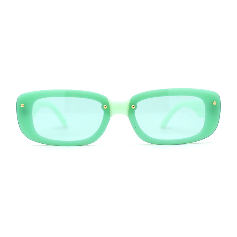 Womens Mod Exposed Lens Edge Oval Narrow Sunglasses