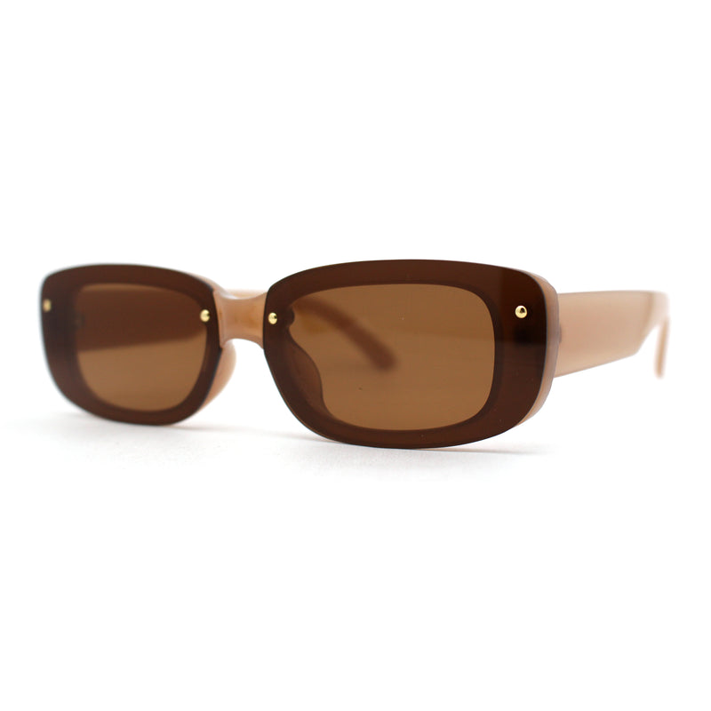 Womens Mod Exposed Lens Edge Oval Narrow Sunglasses