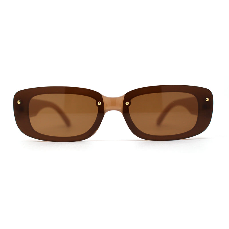 Womens Mod Exposed Lens Edge Oval Narrow Sunglasses