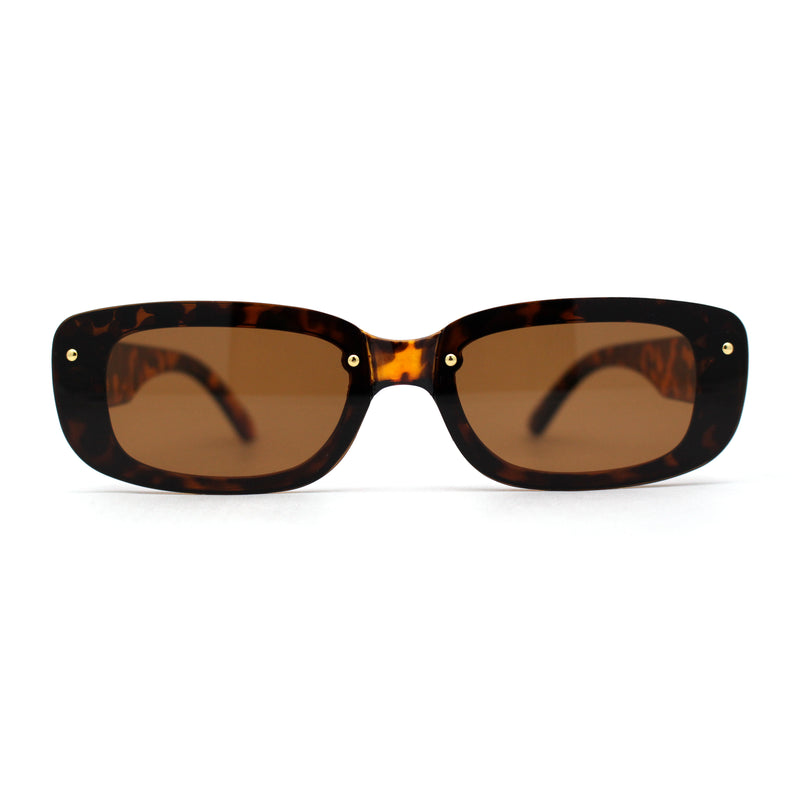 Womens Mod Exposed Lens Edge Oval Narrow Sunglasses