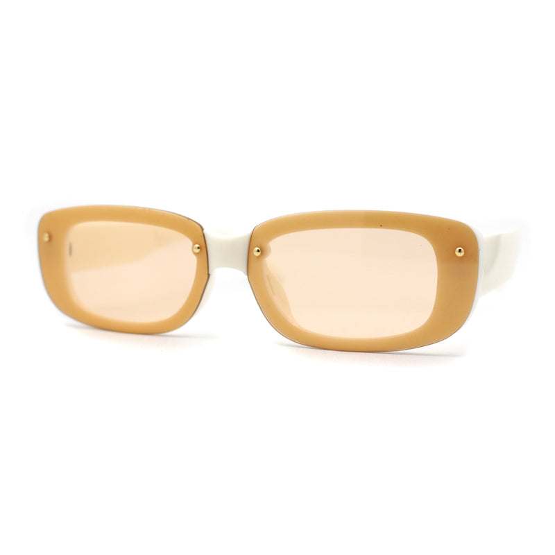 Womens Mod Exposed Lens Edge Oval Narrow Sunglasses