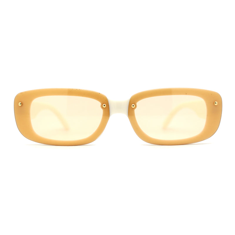 Womens Mod Exposed Lens Edge Oval Narrow Sunglasses