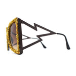 Chunky Nugget Dripping Glit Luxe Butterfly Bolt Arm Sunglasses