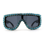 Large Rhinestone Show Sign Racer Shield Oversize Sunglasses