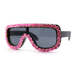 Large Rhinestone Show Sign Racer Shield Oversize Sunglasses