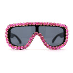 Large Rhinestone Show Sign Racer Shield Oversize Sunglasses