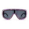 Large Rhinestone Show Sign Racer Shield Oversize Sunglasses