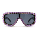 Large Rhinestone Show Sign Racer Shield Oversize Sunglasses