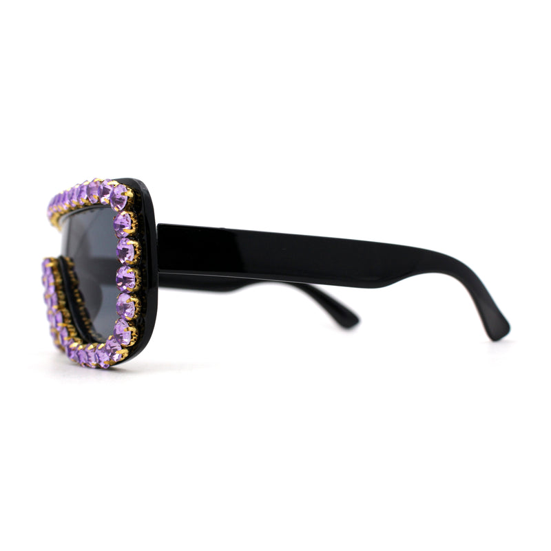 Large Rhinestone Show Sign Racer Shield Oversize Sunglasses