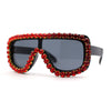 Large Rhinestone Show Sign Racer Shield Oversize Sunglasses