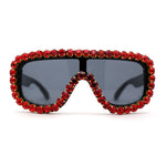 Large Rhinestone Show Sign Racer Shield Oversize Sunglasses