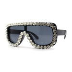 Large Rhinestone Show Sign Racer Shield Oversize Sunglasses