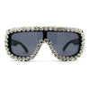 Large Rhinestone Show Sign Racer Shield Oversize Sunglasses