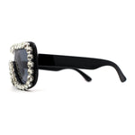 Large Rhinestone Show Sign Racer Shield Oversize Sunglasses