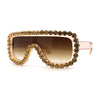 Large Rhinestone Show Sign Racer Shield Oversize Sunglasses