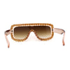 Large Rhinestone Show Sign Racer Shield Oversize Sunglasses