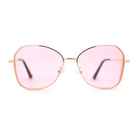 Womens Pop Color Lens Classic Metal Rim Butterfly Sunglasses