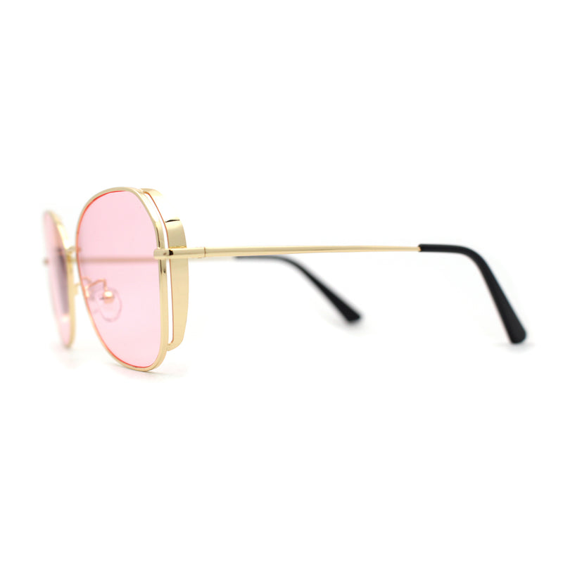 Womens Pop Color Lens Classic Metal Rim Butterfly Sunglasses