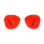 Womens Pop Color Lens Classic Metal Rim Butterfly Sunglasses