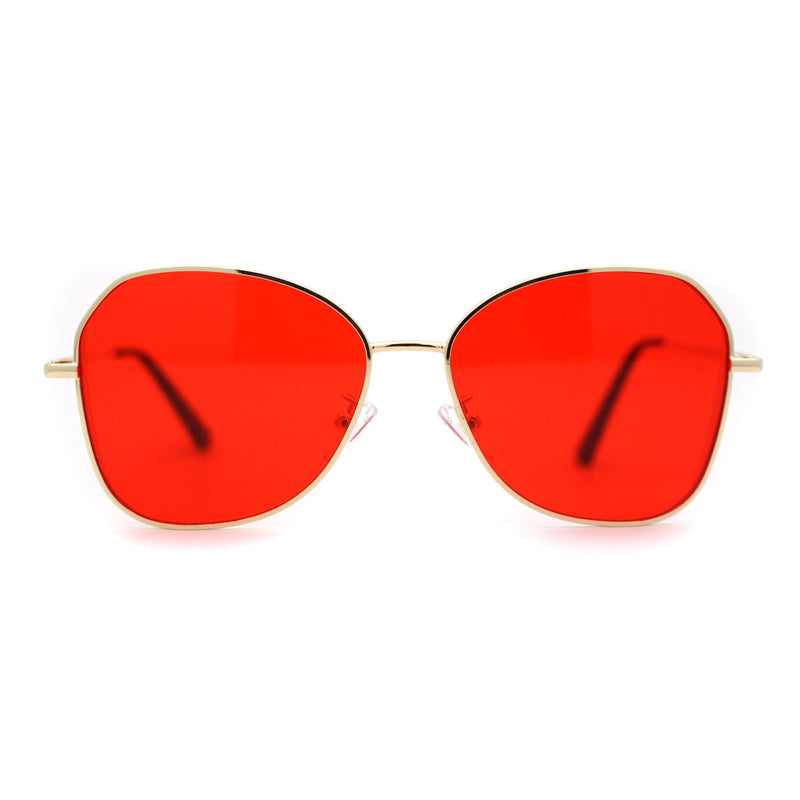 Womens Pop Color Lens Classic Metal Rim Butterfly Sunglasses