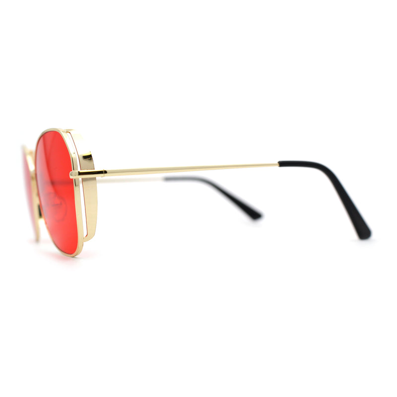 Womens Pop Color Lens Classic Metal Rim Butterfly Sunglasses
