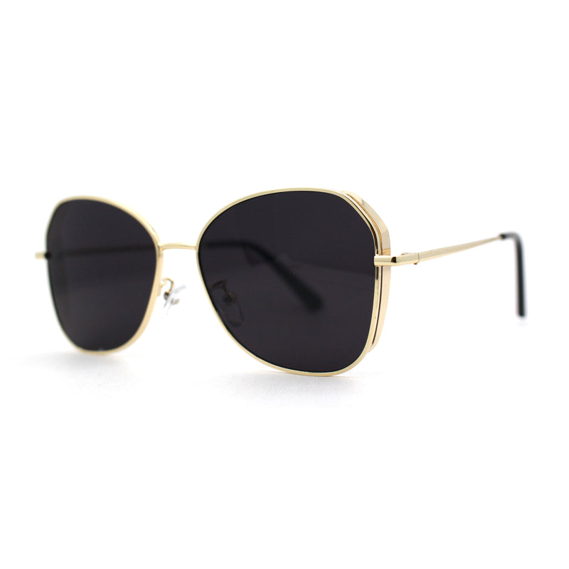 Womens Pop Color Lens Classic Metal Rim Butterfly Sunglasses