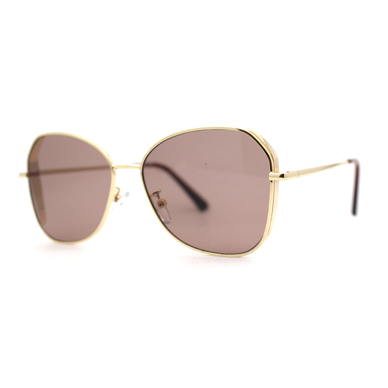 Womens Pop Color Lens Classic Metal Rim Butterfly Sunglasses