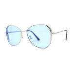 Womens Pop Color Lens Classic Metal Rim Butterfly Sunglasses