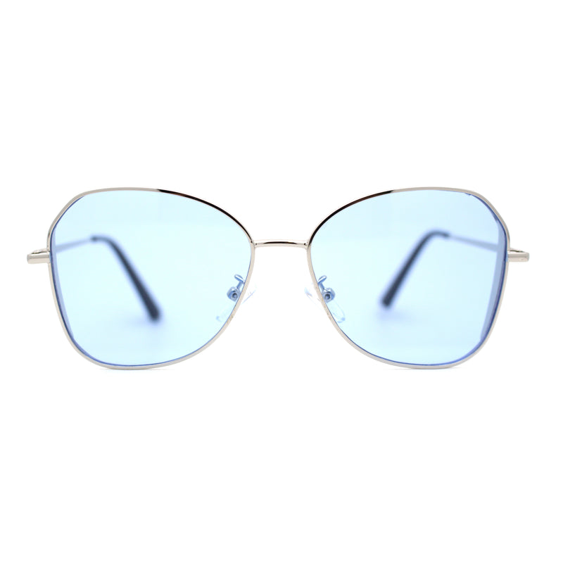Womens Pop Color Lens Classic Metal Rim Butterfly Sunglasses