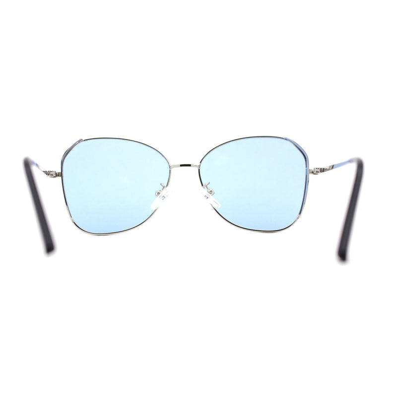 Womens Pop Color Lens Classic Metal Rim Butterfly Sunglasses