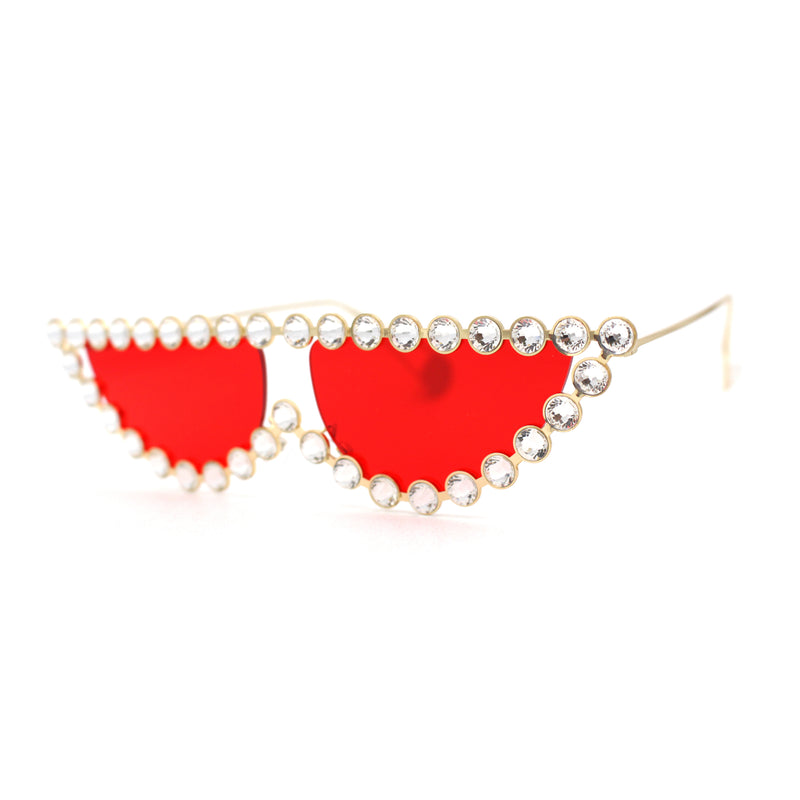 Large Rhinestone Show Sign Expose Lens Cat Eye Sunglasses