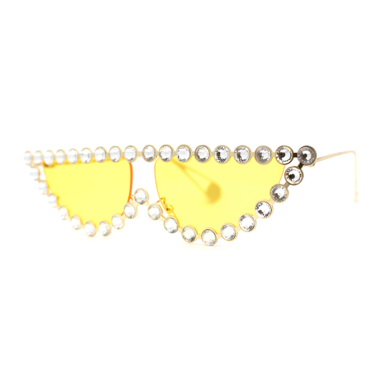 Large Rhinestone Show Sign Expose Lens Cat Eye Sunglasses