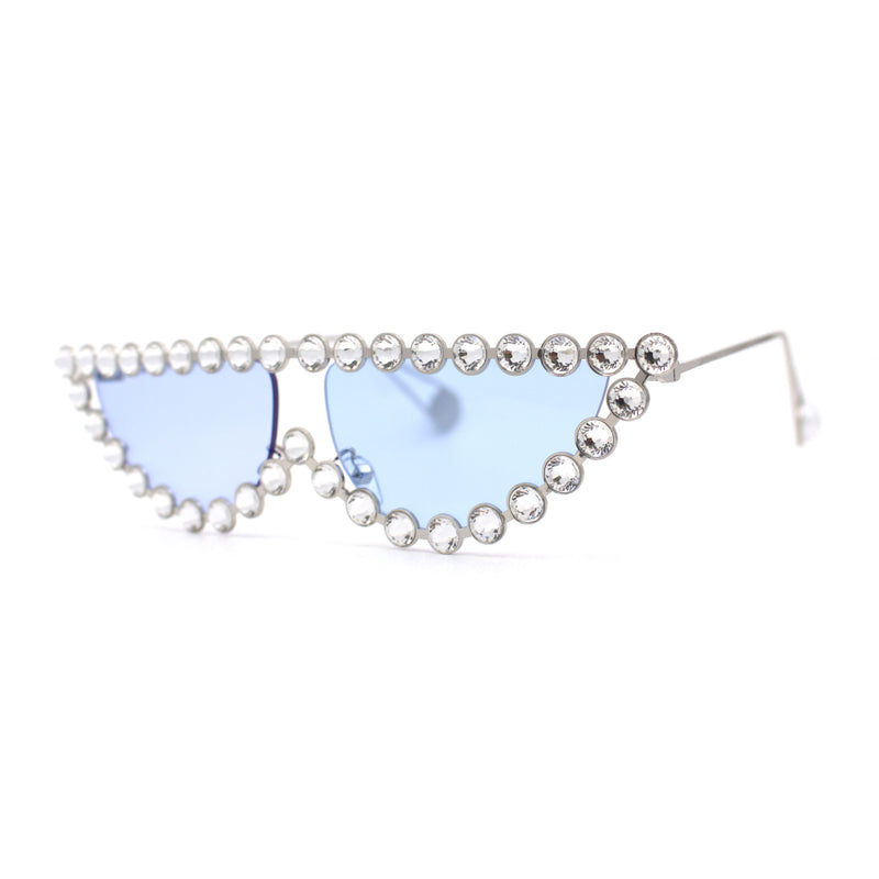 Large Rhinestone Show Sign Expose Lens Cat Eye Sunglasses