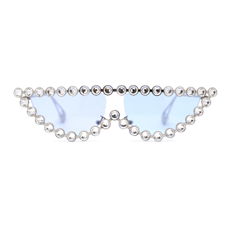 Large Rhinestone Show Sign Expose Lens Cat Eye Sunglasses