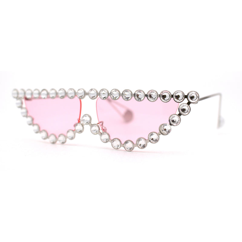 Large Rhinestone Show Sign Expose Lens Cat Eye Sunglasses