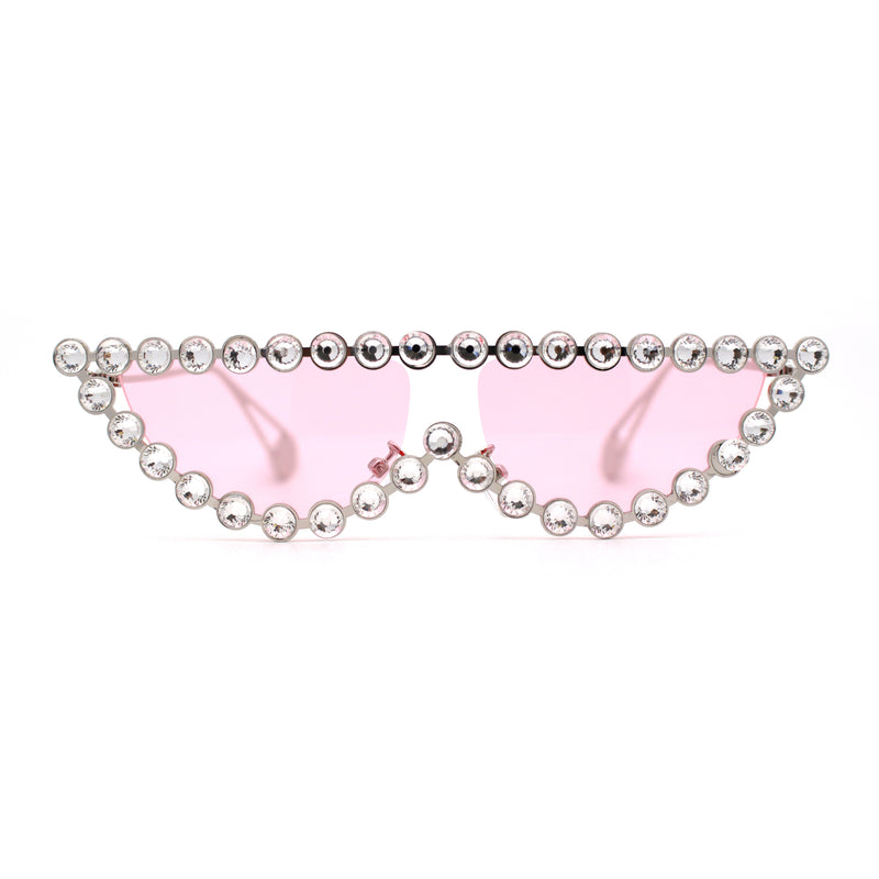 Large Rhinestone Show Sign Expose Lens Cat Eye Sunglasses