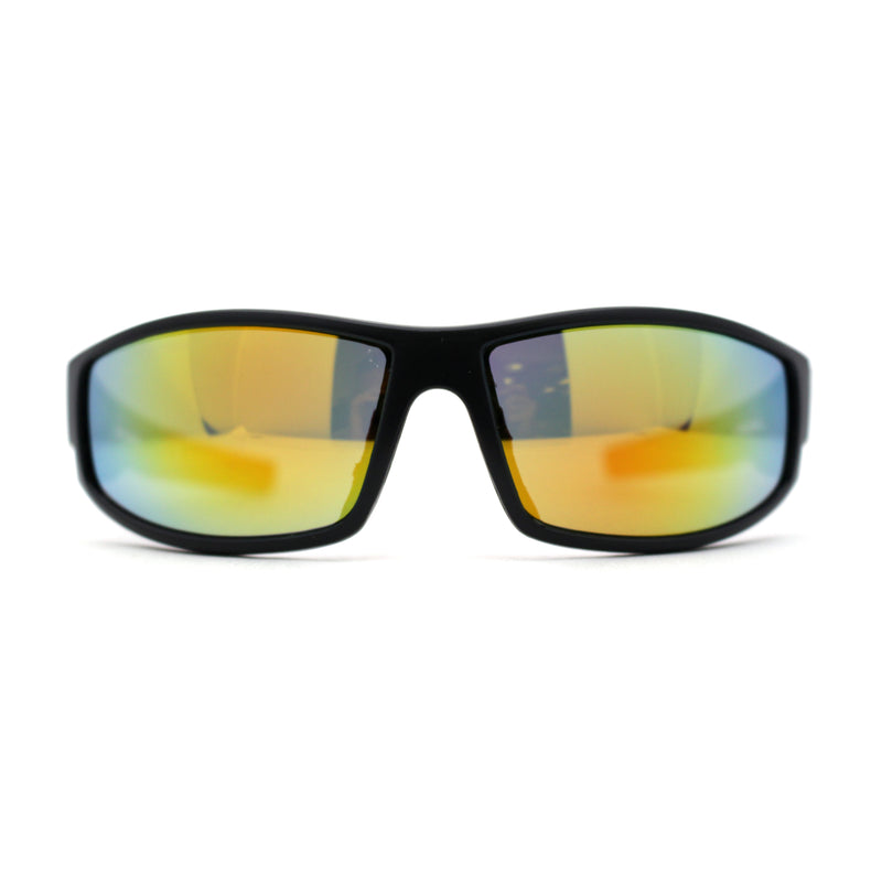 Mens 90s Color Mirror Wrap Biker Sport Sunglasses