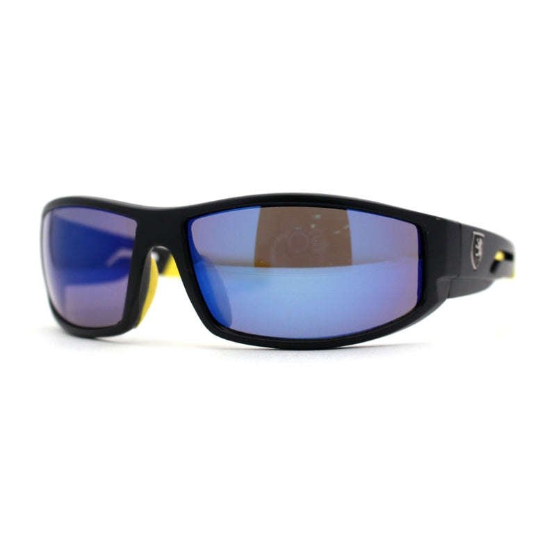 Mens 90s Color Mirror Wrap Biker Sport Sunglasses