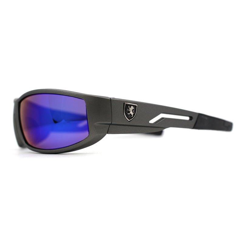 Mens 90s Color Mirror Wrap Biker Sport Sunglasses