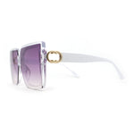 Womens Exposed Half Rim Square Butterfly 90s Designer Sunglasses