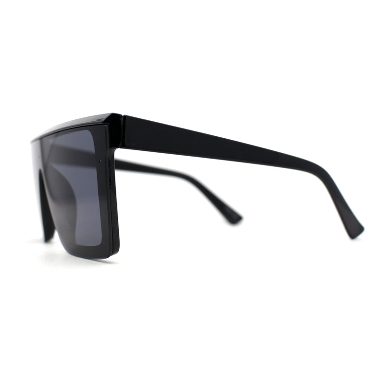 Slick Flat Top Shield Rectangle Plastic Sunglasses